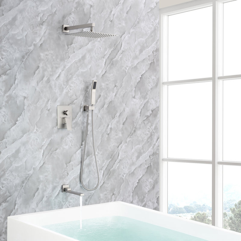 Complete Shower System with Rough in-Valve, Brushed Nickel