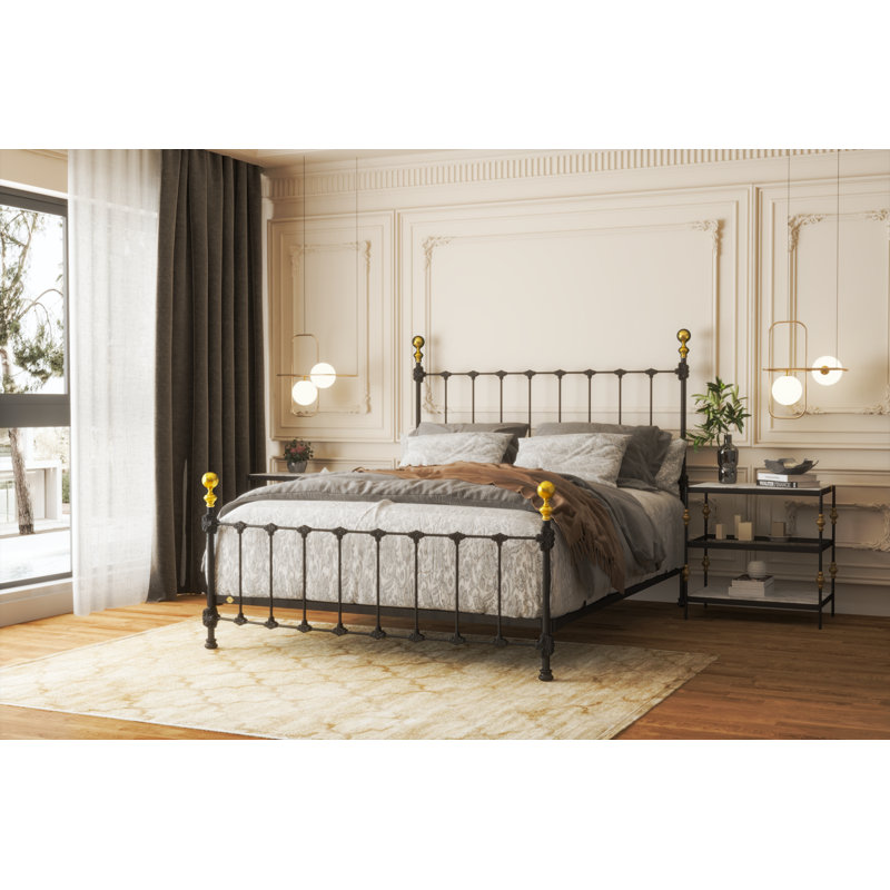 151 Palatial Bed | Complete Standard, Twin, Matte White/Light Gold