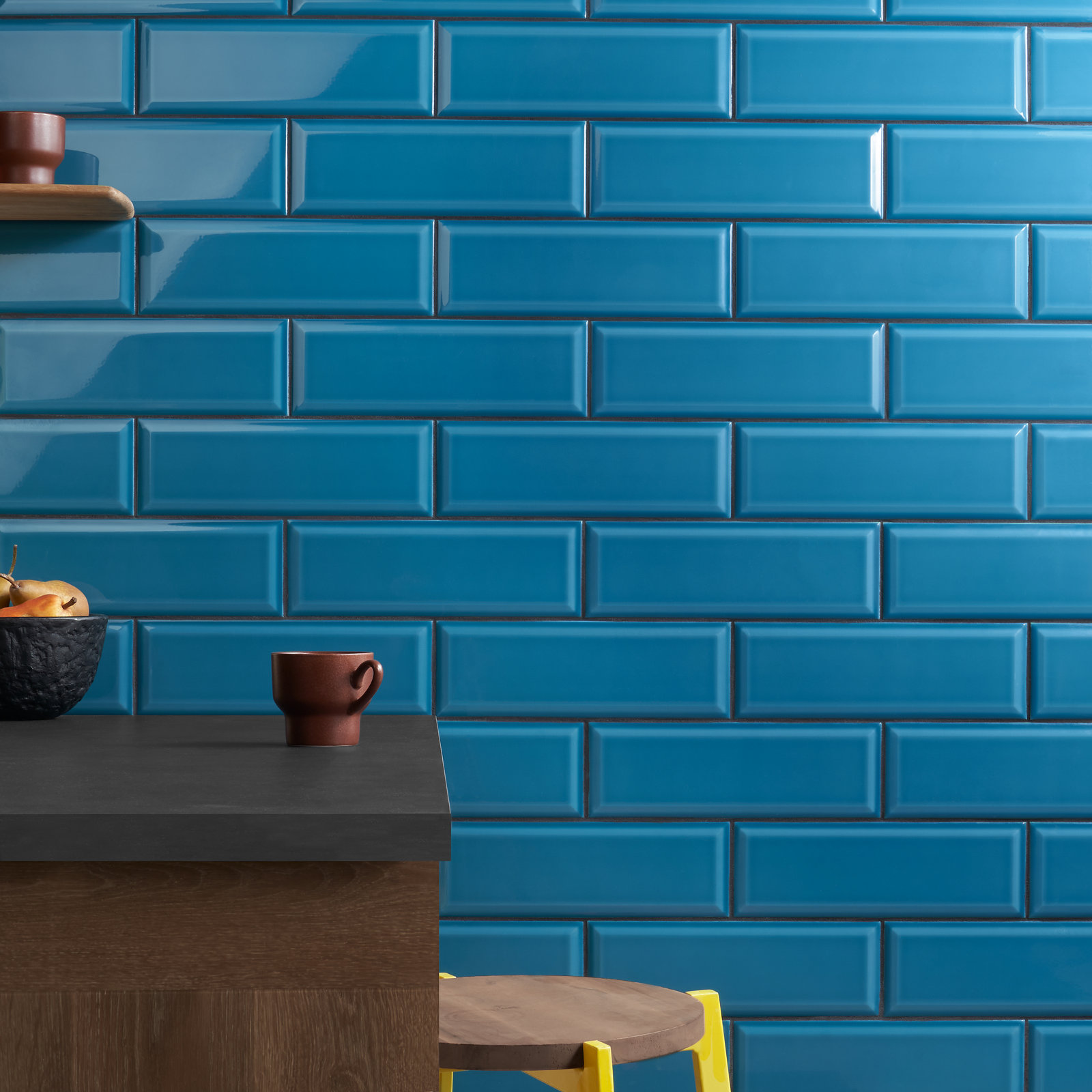 Danvers 3.93" x 11.81" Polished Beveled Ceramic Subway Wall Tile, Blue
