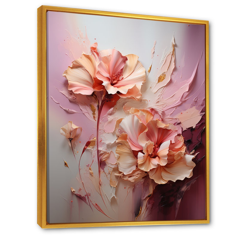 Orchidée élégante, rêve sur toile, H 44 po x l 34 po x P 1,5 po, Cadre flottant doré