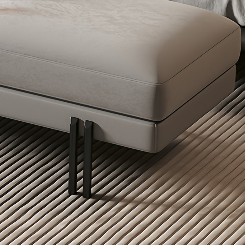Banc de rangement rembourré Leathaire Modern Minimalist, Gris, H 17,71 po x l 59,05 po x P 17,71 po