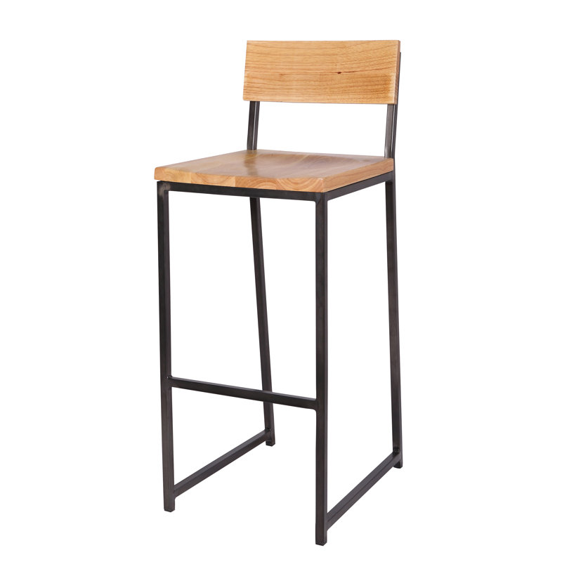 Counter Stool with Metal Frame, Matt Gunmetal, Natural