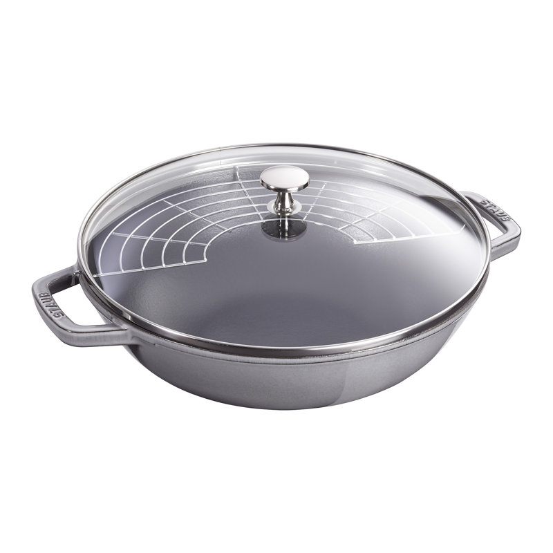 Wok en fonte avec couvercle Staub, Gris graphite