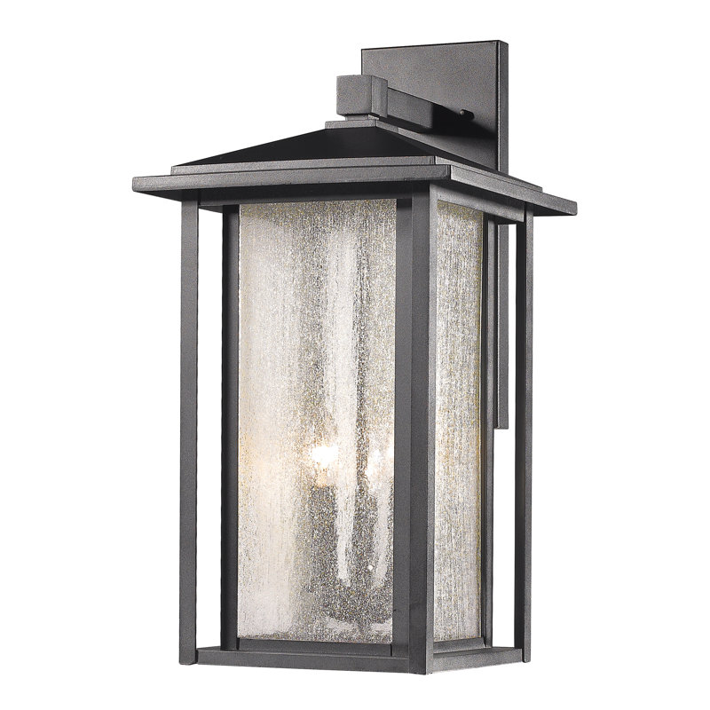 Iwan 3 - Bulb 21.13" H Seeded Glass Outdoor Wall Lantern, Black