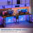 39 Inch L Shaped Desk with LED Lights & Power Outlets, Corner Home Office Desk-1186277221-1186277226