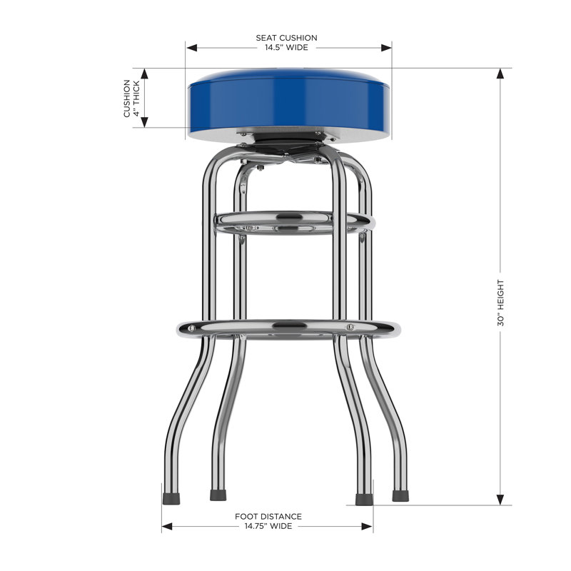 Commercial Grade Chrome Swivel Bar Stool with Vibrant Team Colors  , Vintage New England Patriots