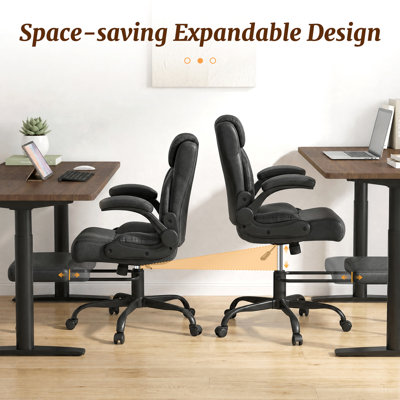 Fauteuil de bureau à pieds croisés avec accoudoirs, fauteuil croisé large à roulettes, repose-pieds rotatif à 360 °, fauteuil pivotant à hauteur réglable pour le TDAH, fauteuil de bureau ergonomique pour la détente au bureau à domicile