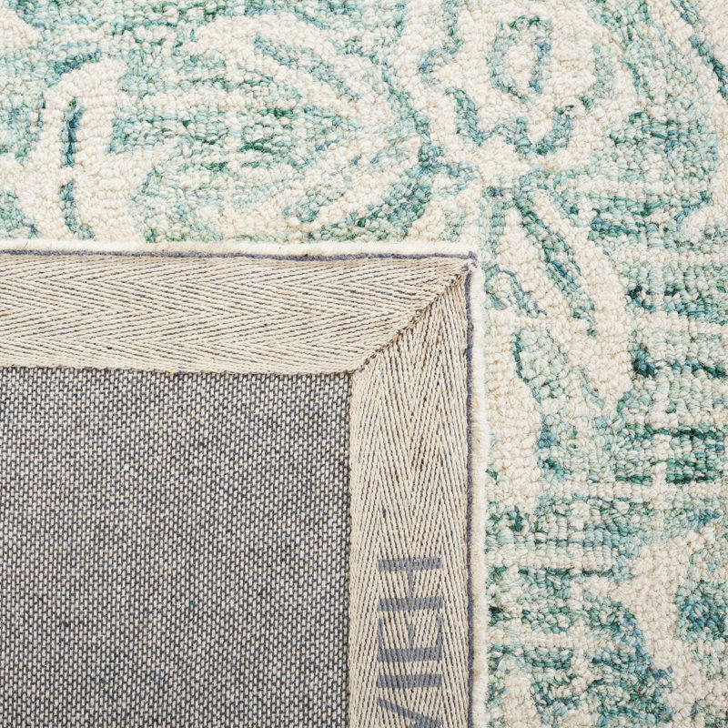 Tapis floral en laine et coton touffeté à la main Rumbaugh, Carré 5 pi