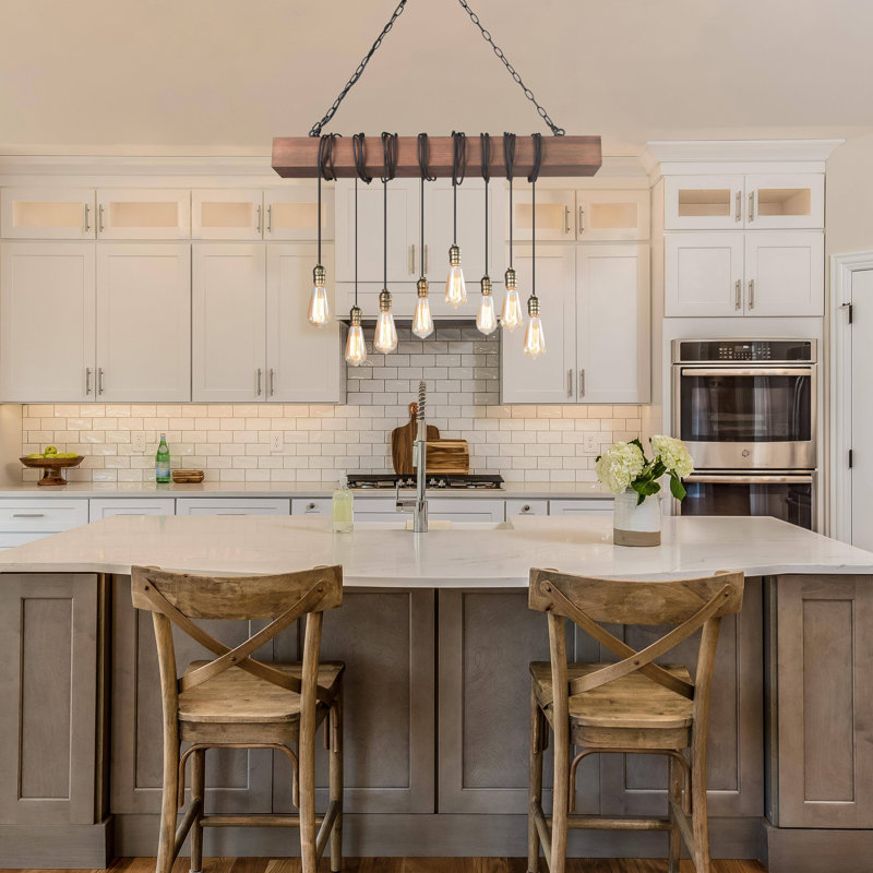 Smither 8 - Light Kitchen Island Rectangle Pendant with Rope Accents