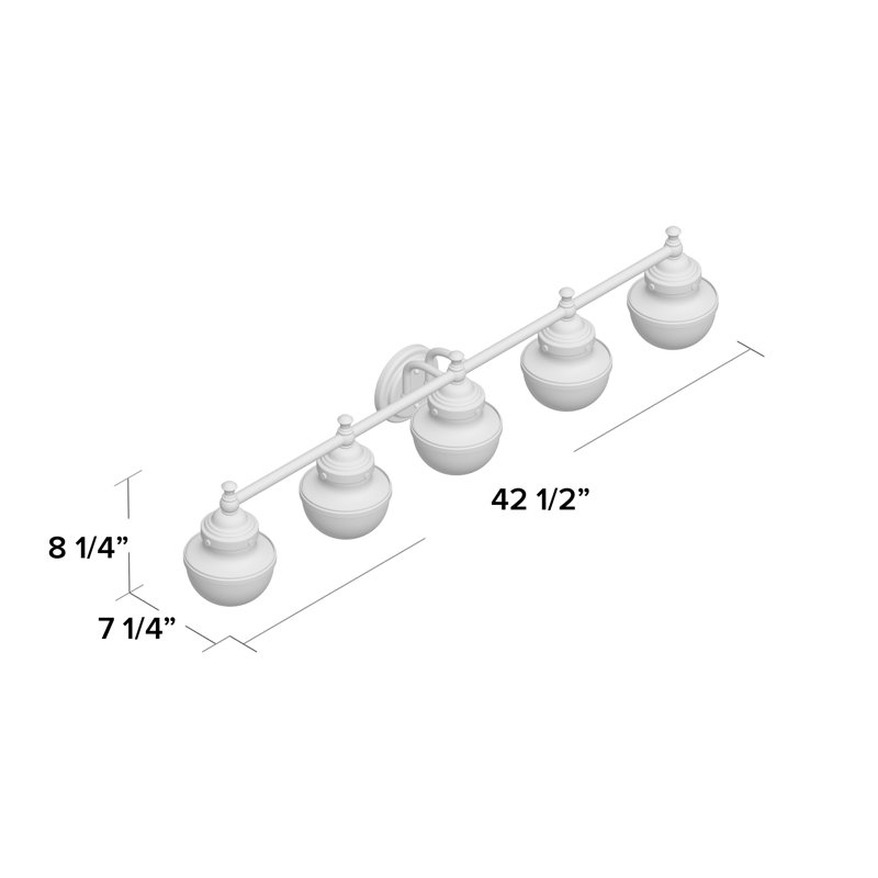 Éclairage pour meuble-lavabo à intensité variable Aseret, 5 lumières, H 8,25 po x l 42 po x P 7,25 po, Chrome poli