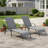 Set Of 2 All-Weather Breathable Fabric Outdoor Patio Chaise Lounge Chairs, Adjustable Reclining Function & Padded Comfort Armrests, Rust-Proof Metal Frame With Anti-Scratch Foot Pads-795903249-795903250