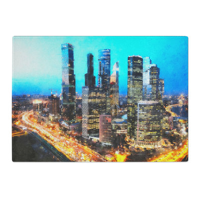 Tempered Glass Moscow Russia Skyline Chopping Board
