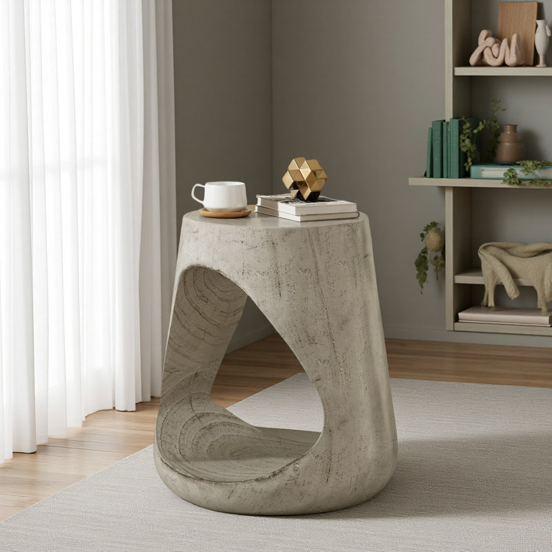 Table d'appoint creuse, texture semblable au bois, Gris