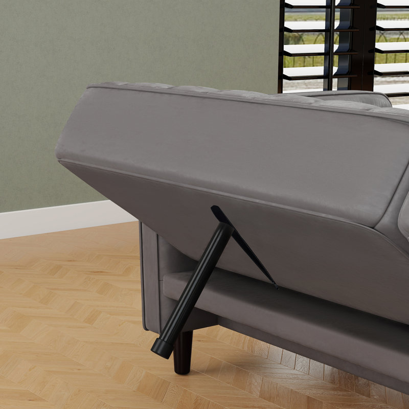 Canapé-lit de luxe 81,6 po en velours, Velours gris velours