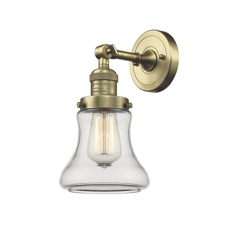 Edda Dimmable Bath Sconce, Antique Brass, Clear, 6 Watt Vinage LED Bulb