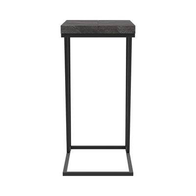 Table d'appoint rustique à chevrons gris et sable noir