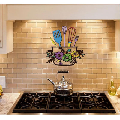 Art mural de cuisine moderne en métal mauve