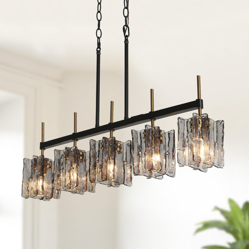 Quitman 5-Light Gold/Black Kitchen Island Pendant