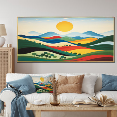 Minimalist Colorful Mountain Valley II - Meadow Wall Art