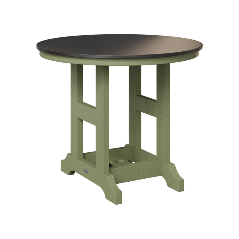 Garden Classic Outdoor Round Bar Table, Sage, 39.5" H x 38" W x 38" D, Hammered Top Black