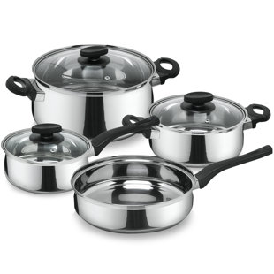 Magefesa Deliss 7-Piece Stainless Steel Cookware Set, All-Stovetops Compatible, Dishwasher Safe
