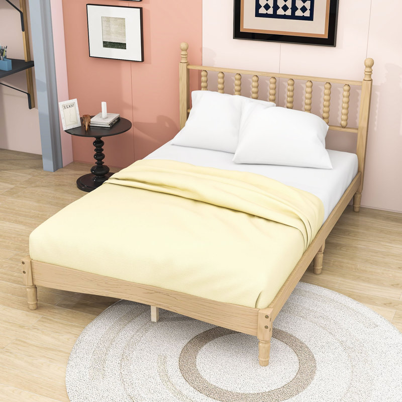 Lit plateforme en bois avec tête de lit, Lit double