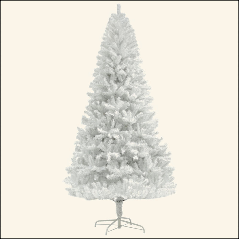 Arbre de Noël artificiel de 6 pi de hauteur, arbre de Noël non éclairé avec 1000 pointes de branches, ouverture automatique, base en acier, décoration des Fêtes pour bureau personnel, blanc