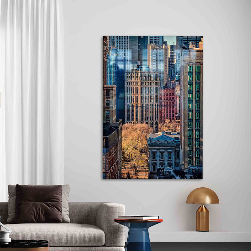 Superbe art mural en verre mettant en vedette l'horizon emblématique de New York pour un choix de décoration moderne et élégant