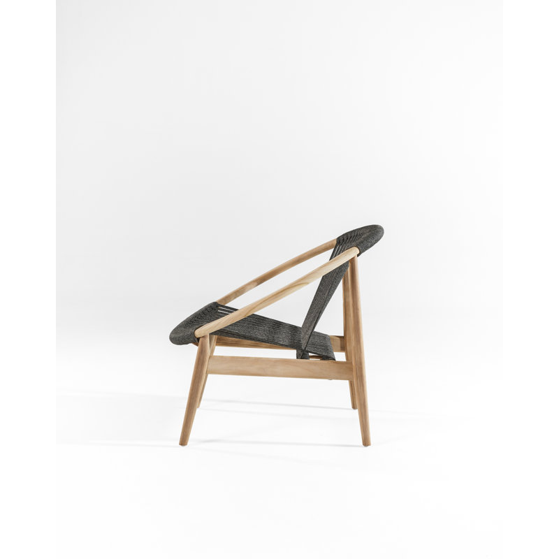 Frida Outdoor Lounge Chair, Black/Oak