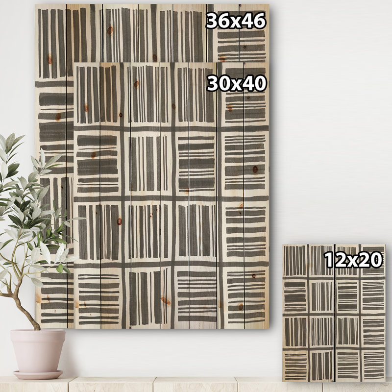 Graphiques minimalistes I - Impression transitionnelle sur bois de pin naturel, H 40 po x l 30 po x P 1,5 po