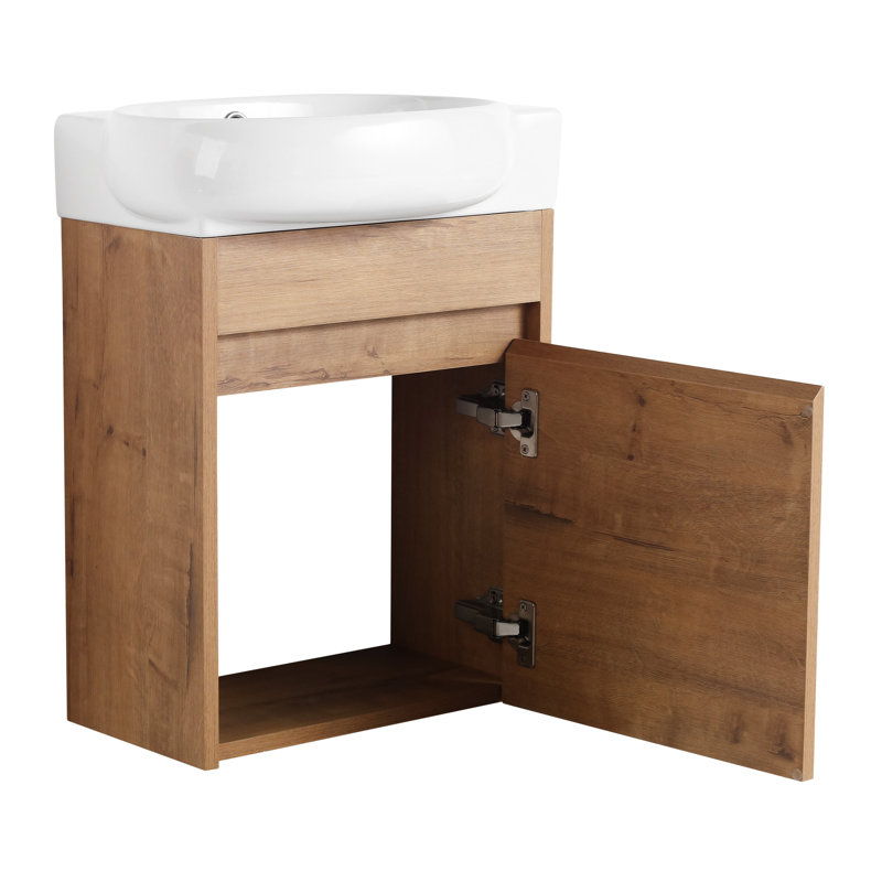 Meuble-lavabo à fermeture en douceur avec porte en céramique, porte et armoire de rangement