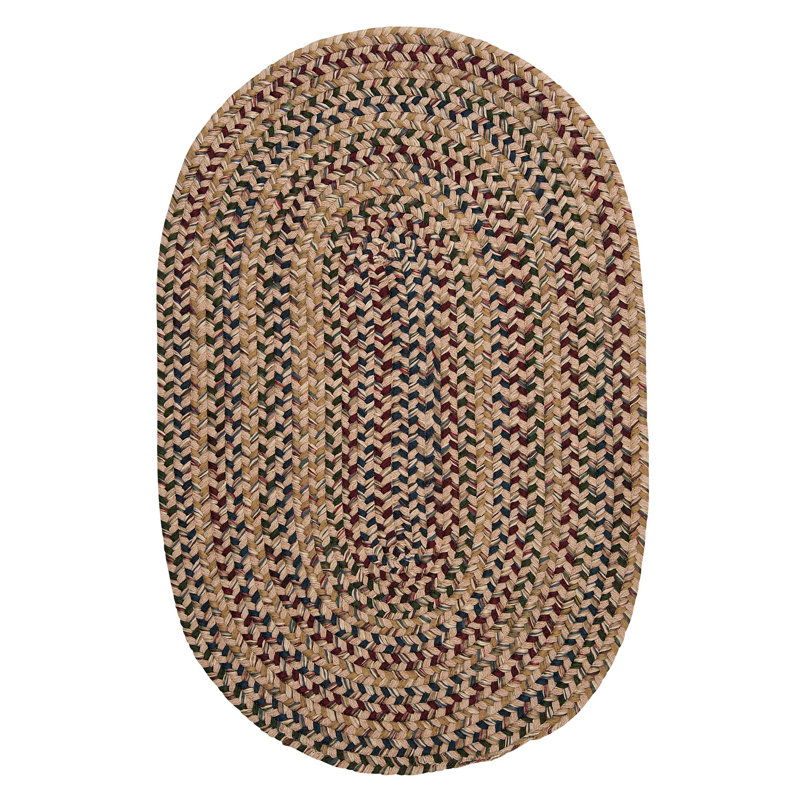 Tapis multicolore et avoine en mélange de laine fabriqué à la main Entwistle, Ovale 2 pi x 3 pi