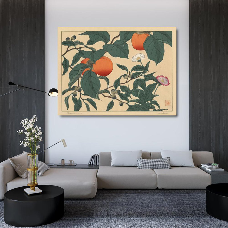 "Persimmon" par Sakai Ho IItsu - Art mural sur toile tendue avec châssis, H 48 po x l 33 po