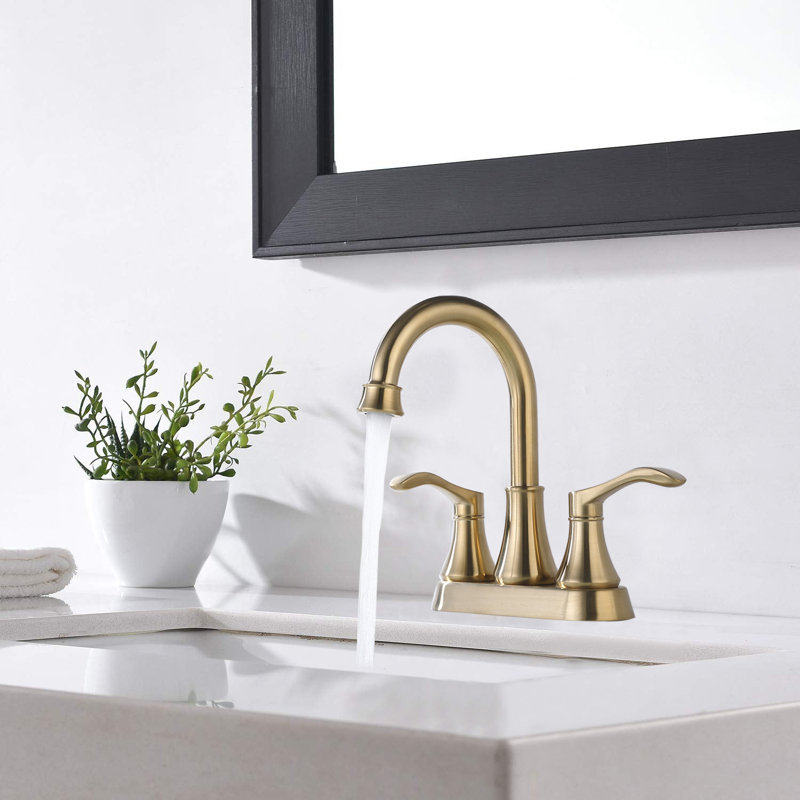 Saxon Centerset 2-handle Bathroom Faucet with Drain Assembly, Brushed Gold 