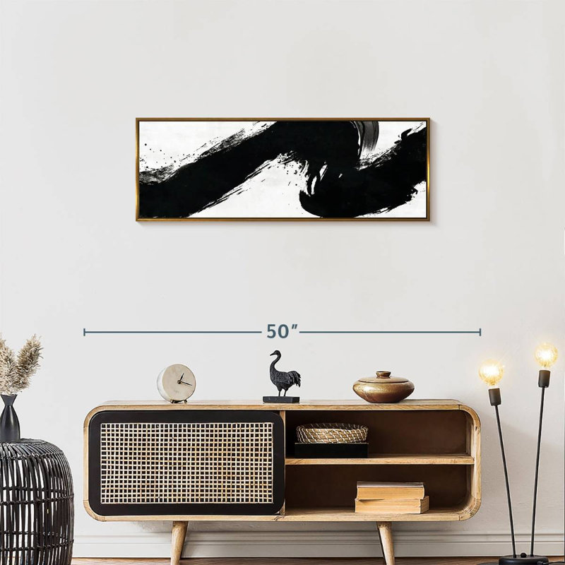 Coup abstrait, 37 po x 13 po, Cadre flottant doré