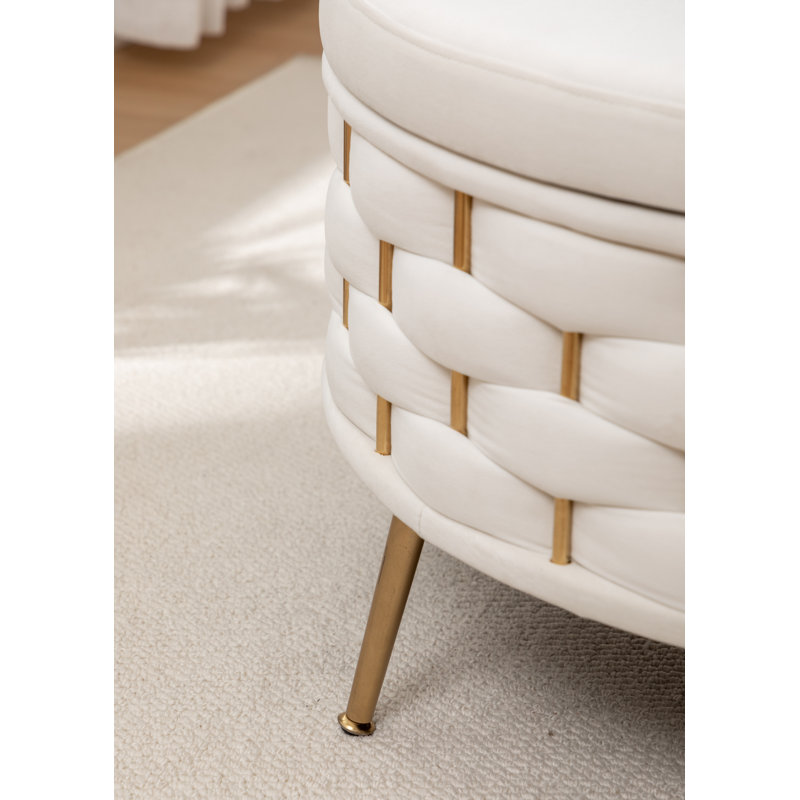 Repose-pieds rond avec rangement Cristen, Beige