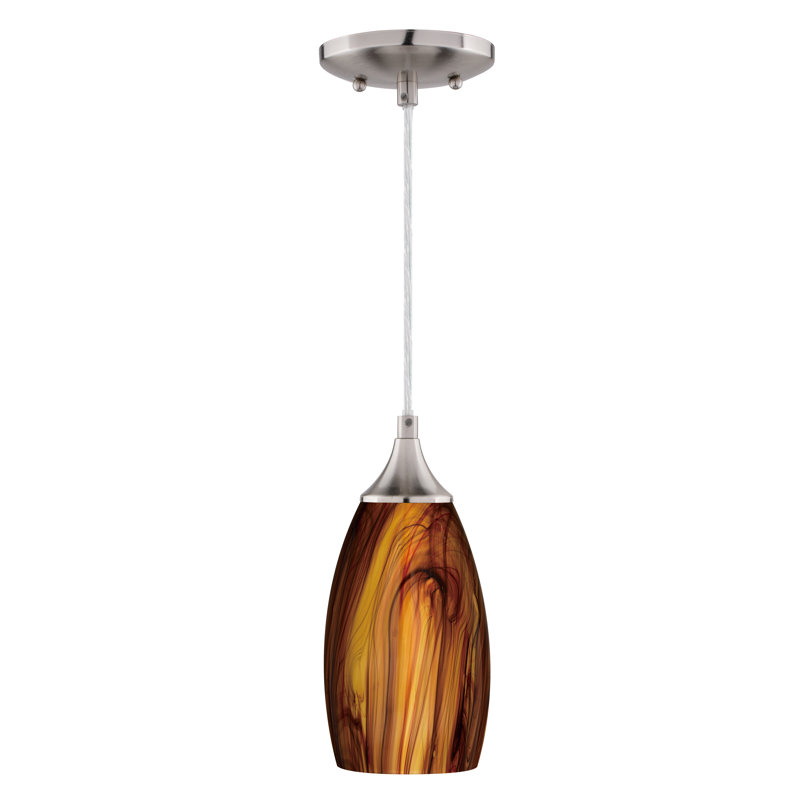 Finja 1 - Light Single Pendant, Satin Nickel, Smoky Fire