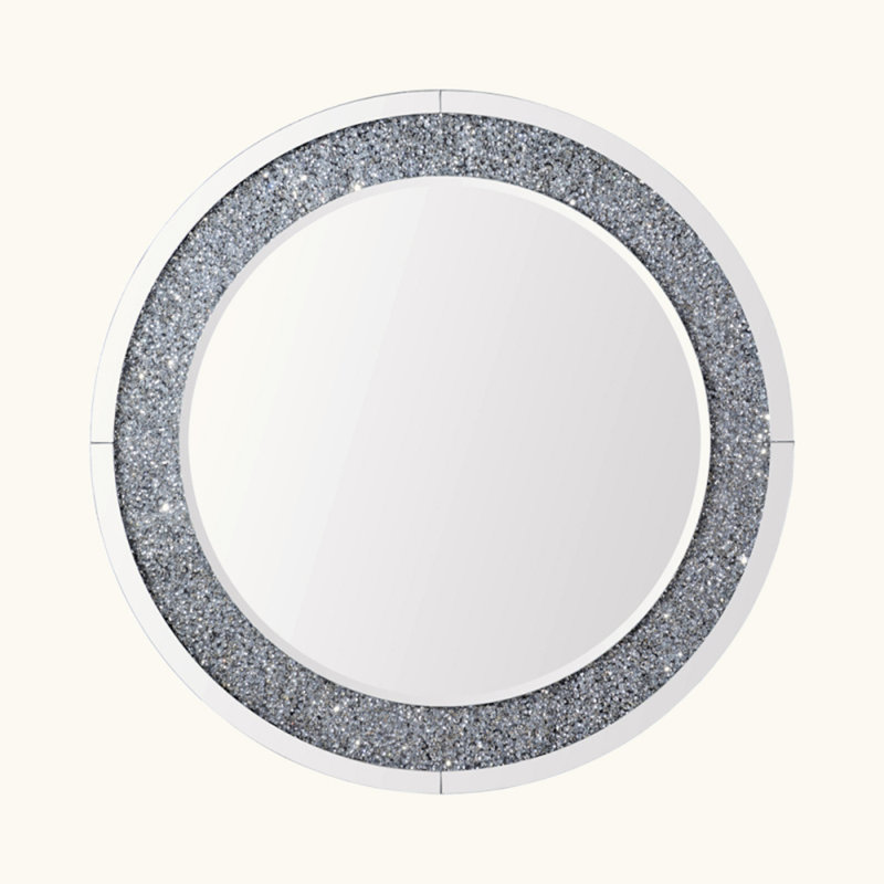 Crushed Diamond Decor Round Wall Mirror