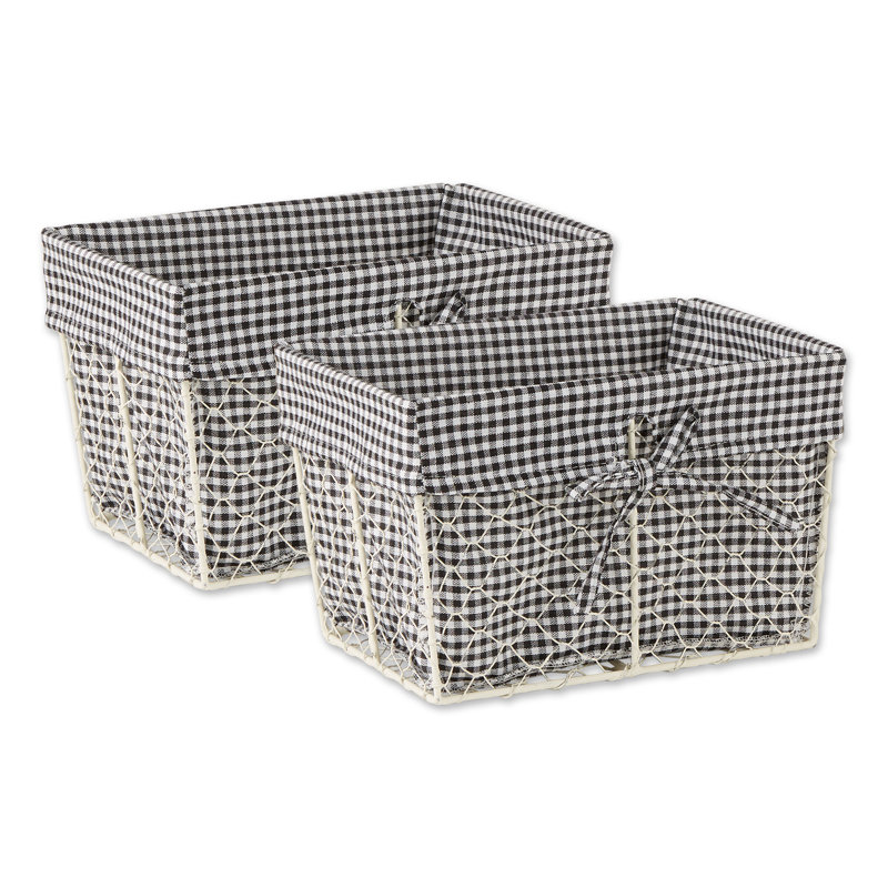 Gracie Oaks Basket, Black/White
