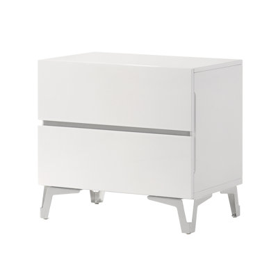 La Rochelle 24" White Modern 2 Drawer Nightstand