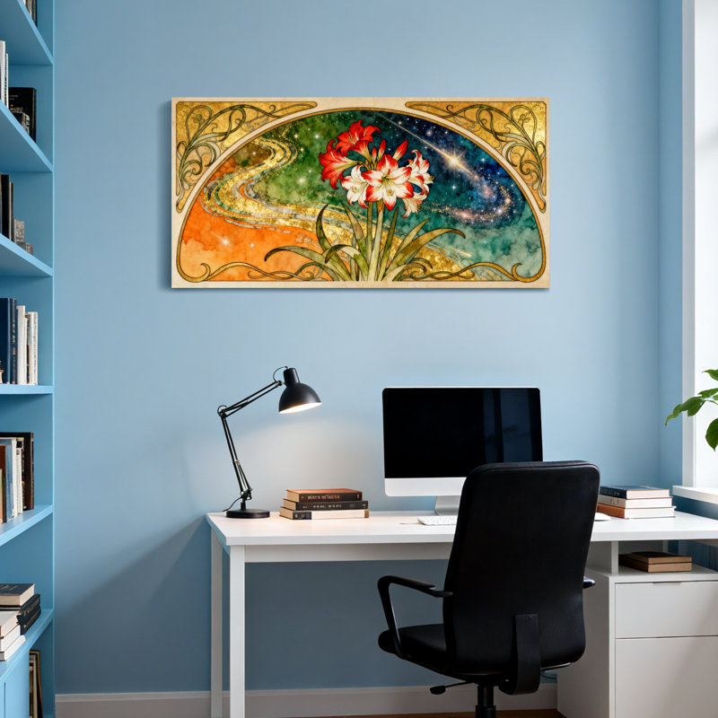 Imprimé à motif floral fantaisiste, H 16 po x l 32 po
