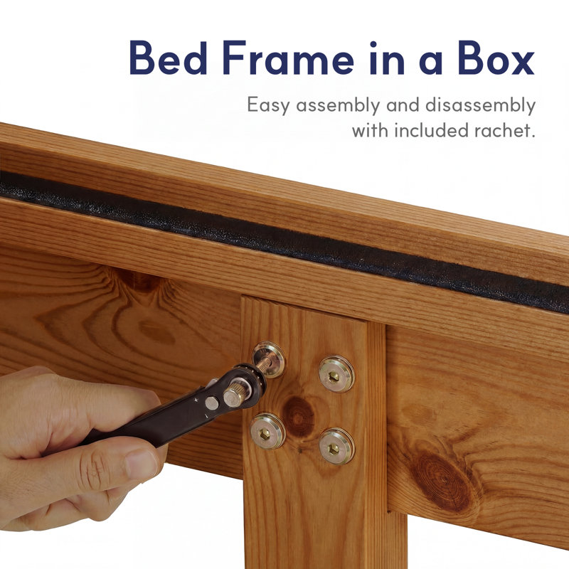 Grand lit plateforme plateforme en bois classique, silencieux, rangement sous le lit, aucun sommier nécessaire, assemblage facile, noyer neuf