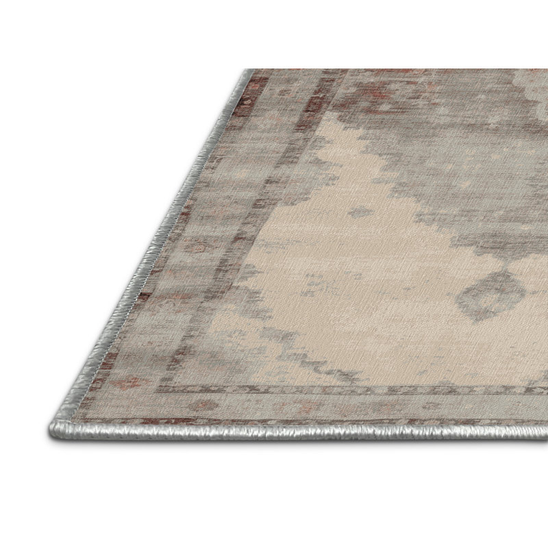Machine Washable Overdyed Beige Area Rug, Rectangle 4' x 6'