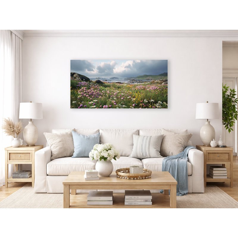 Art mural sur toile Seaside Wildflowers, H 27,5 po x l 55 po