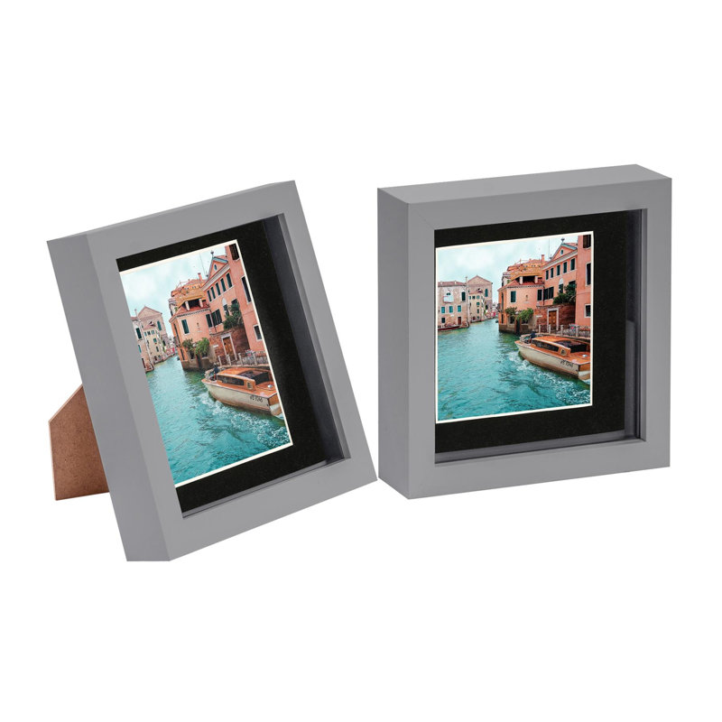 3D Box Photo Frames Mounts, Black, 4" x 4"
