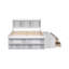 Lit double en bois de pin avec tête de lit bibliothèque, tiroirs de rangement sous le lit et étui de rangement de bout de lit, blanc-1271088633