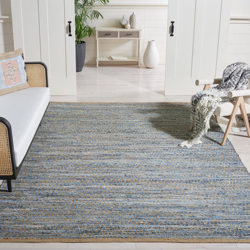 Tapis rayé en jute tissé à la main Doleman, Rectangle 8 pi x 10 pi
