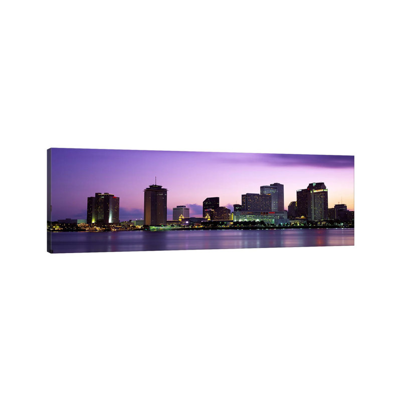 Dusk Skyline, New Orleans, Louisiana, USA - Wrapped Canvas Panoramic Print, 152.4 cm H x 50.8 cm W x 3.175 cm D