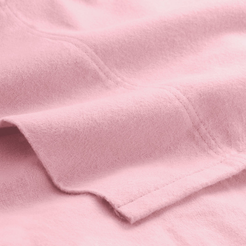100% Cotton Flannel Sheet Set, California King Sheet Set with 2 Pillowcases, Light Pink