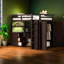 Lit mezzanine simple peu encombrant avec bois, finition espresso moderne, usage domestique multifonctionnel